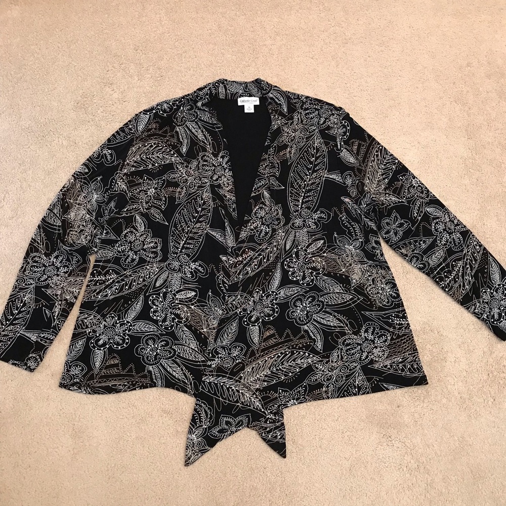 Coldwater Creek Travelers Knit Cardigan Jacket Size 1X Black White Career Office